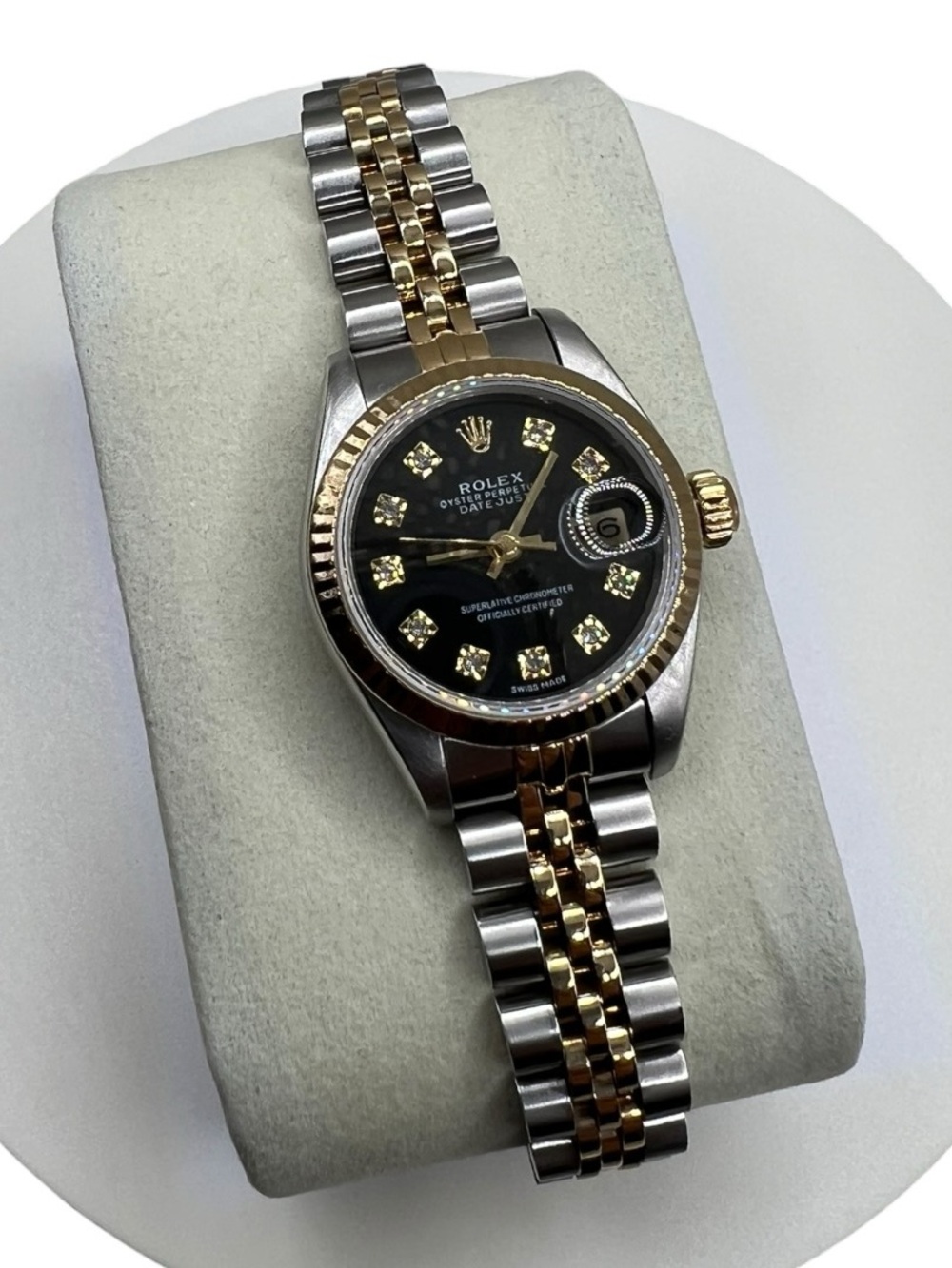 Rolex Two-Tone Gold and Silver Black Dial Datejust Watch